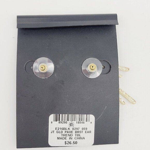 M. Haskell For INC Contemporary Earrings Gold Tone Black Rhinestone Pierced - Picture 3 of 4